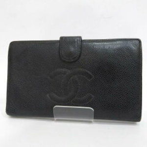Chanel Wallet Coco black long mark leather caviar